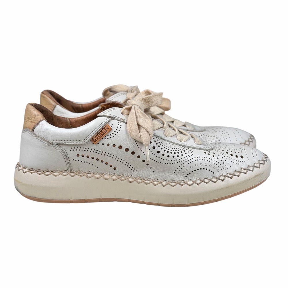 Pikolinos Mesina Shoes Women's 7.5-8‎ EU 38 Leather Comfort Sneakers Nata Cream